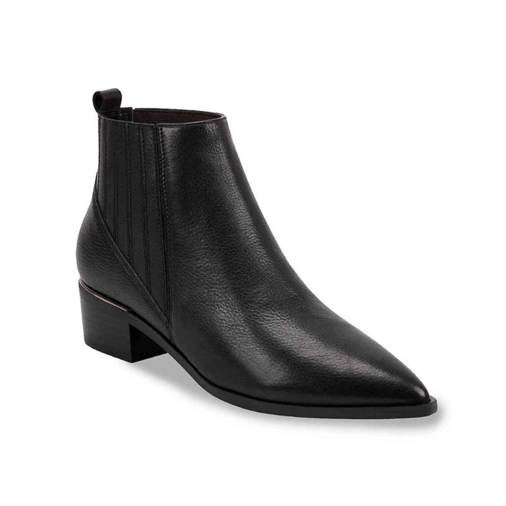 Marc Fisher Black Leather Pointed Toe Chelsea Ankle Boot